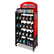 Motor oil on Maxima Standard Floor Display Large Metal Shelf in a floor display setup