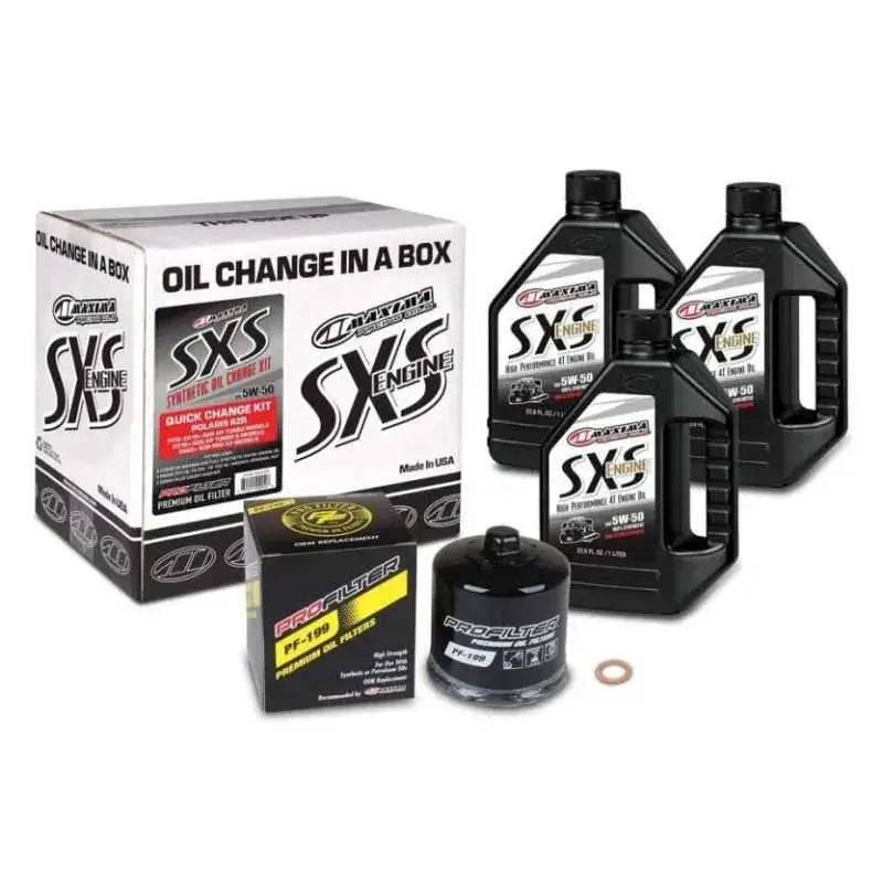 Maxima SxS Quick Change Kit 5W-50 Synthetic w/ Black Filter - Oils & Oil Filters