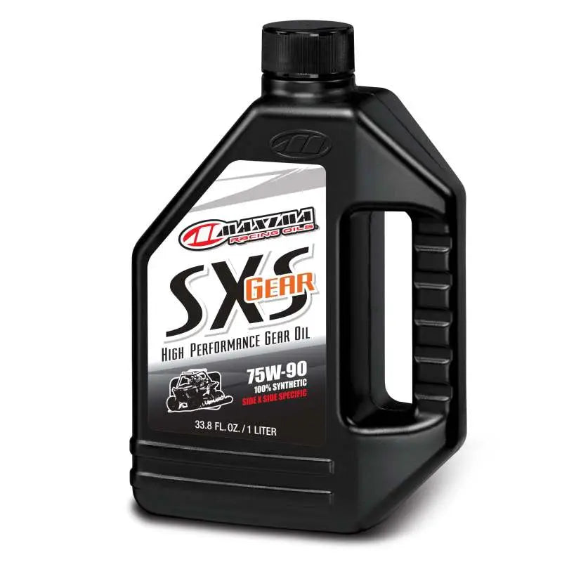 Black bottle of Maxima SXS Synthetic Gear Oil 75w90 for gear oil and synthetic gear enthusiasts