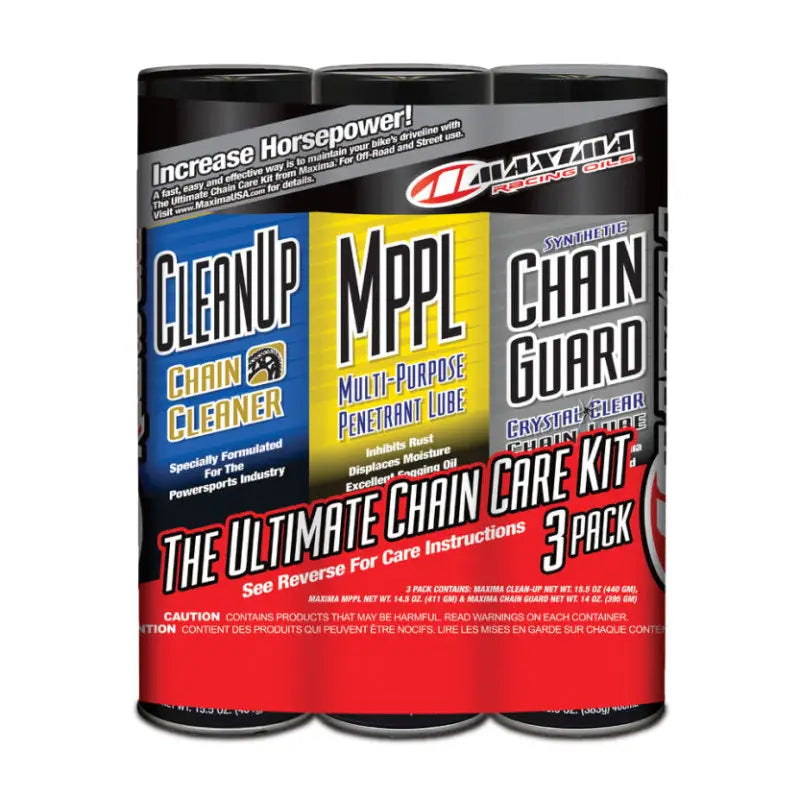 Maxima 70-779203 Maxima Synthetic Chain Guard Ultimate Chain Care Combo Kit 3-Pack Aerosol