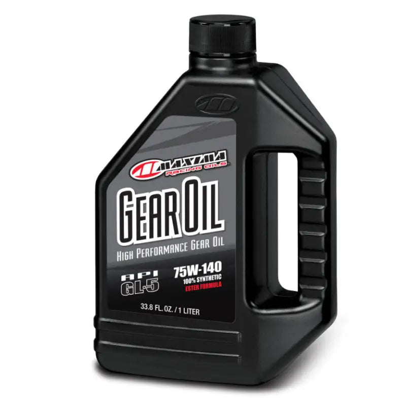 Black gear oil bottle for Maxima Synthetic Gear Oil 75w140 1 Liter, synthetic gear oil