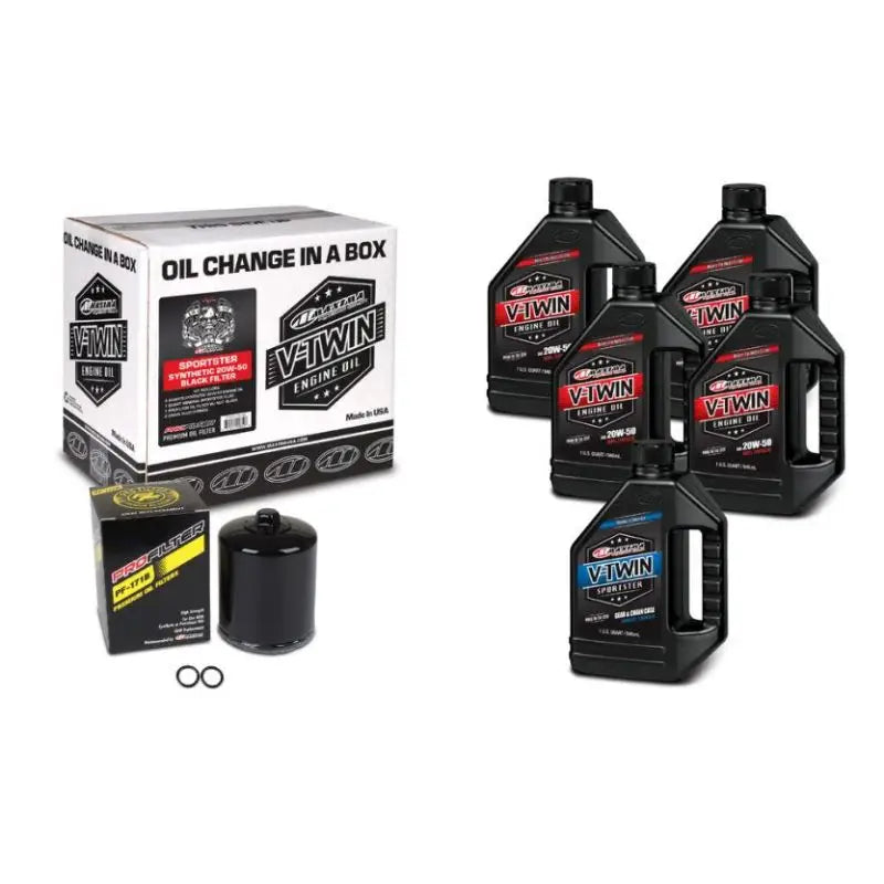 Maxima V-Twin Oil Change Kit Synthetic w/ Black Filter Sportster - Oils & Filters