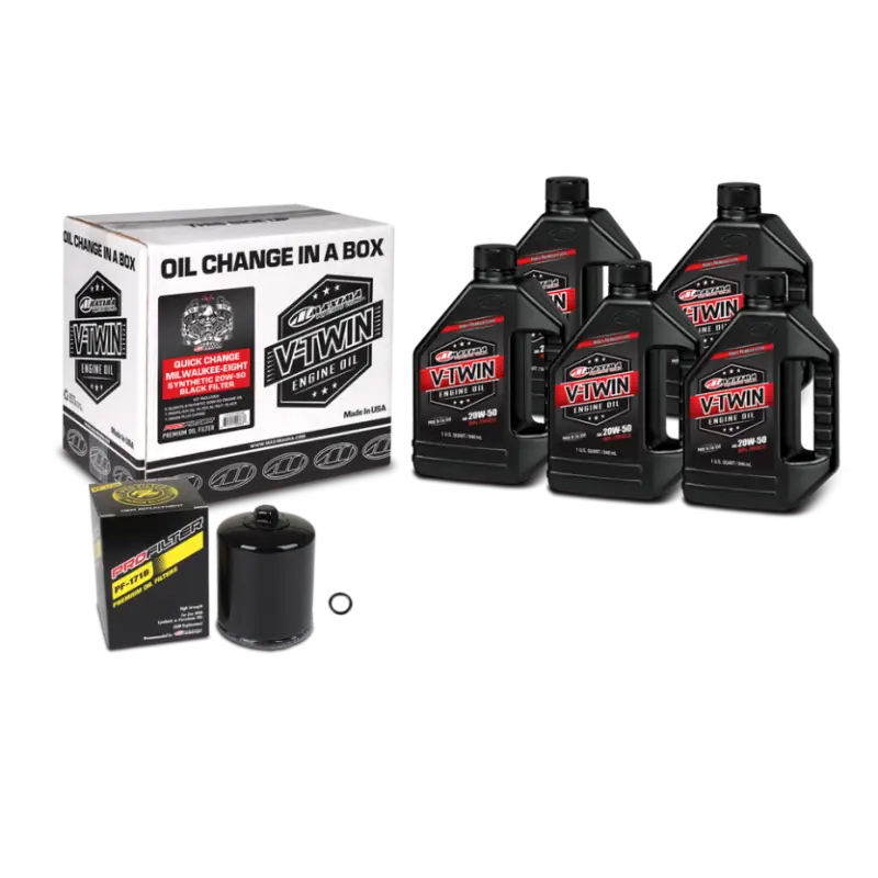 Maxima V-Twin Quick Change Kit Synthetic w/ Black Filter Milwaukee-Eight - Oils & Oil Filters