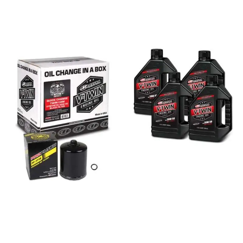 Maxima V-Twin Quick Change Kit Synthetic w/ Black Filter Twin Cam - Oils & Oil Filters