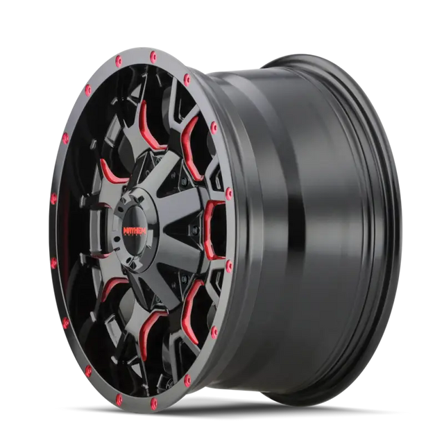 Mayhem 8015 Warrior 17x9 / 5x127 BP / 18mm Offset / 87mm Hub Black w/ Prism Red Wheel - Truck & Automotive