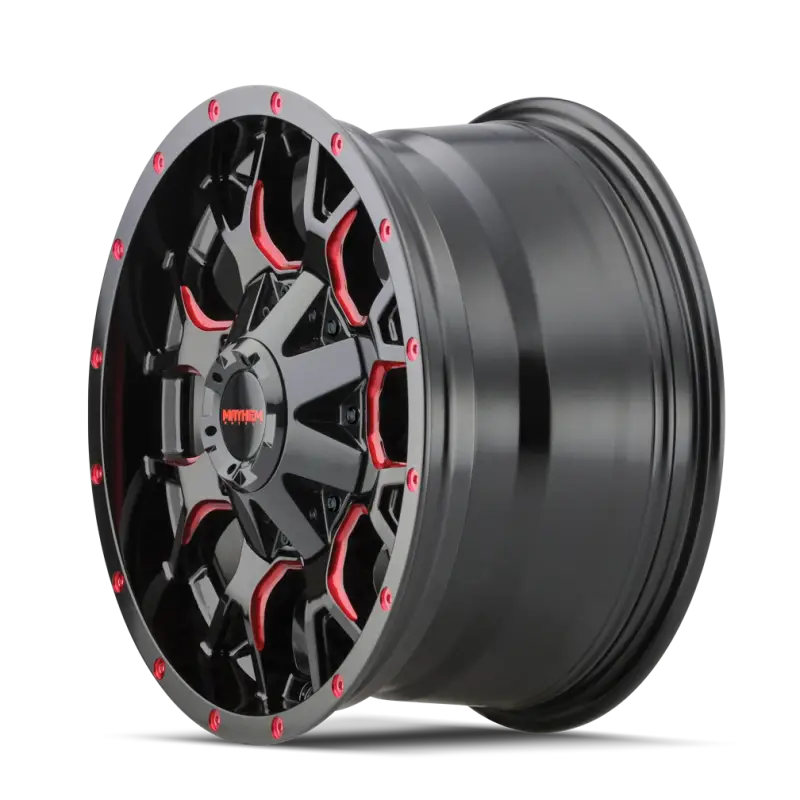 Mayhem 8015 Warrior 17x9 / 5x127 BP / 18mm Offset / 87mm Hub Black w/ Prism Red Wheel - Truck & Automotive