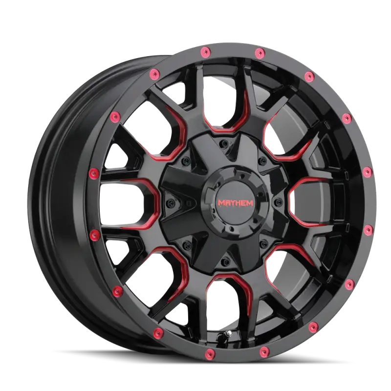 Mayhem 8015 Warrior 17x9 / 5x127 BP / 18mm Offset / 87mm Hub Black w/ Prism Red Wheel - Truck & Automotive