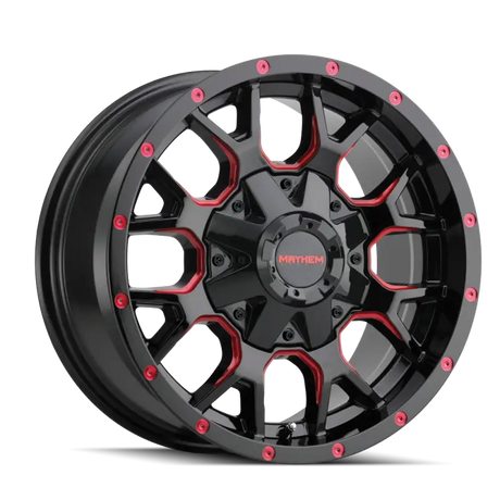 Mayhem 8015 Warrior 17x9 / 5x127 BP / 18mm Offset / 87mm Hub Black w/ Prism Red Wheel - Truck & Automotive