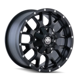 Black Mayhem Wheels matte black wheel with chrome rivets and multi-spoke design