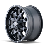 Matte black Mayhem 8015 Warrior alloy wheel with multi-spoke design and machined lip
