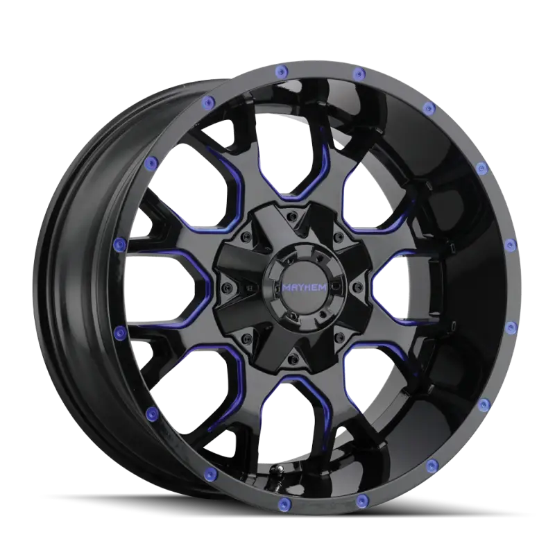 Mayhem 8015 Warrior 18x9 / 5x127 BP / 18mm Offset / 87mm Hub Black w/ Prism Blue Wheel - Truck & Automotive