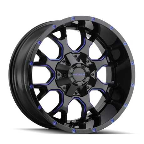 Mayhem 8015 Warrior 18x9 / 5x127 BP / 18mm Offset / 87mm Hub Black w/ Prism Blue Wheel - Truck & Automotive
