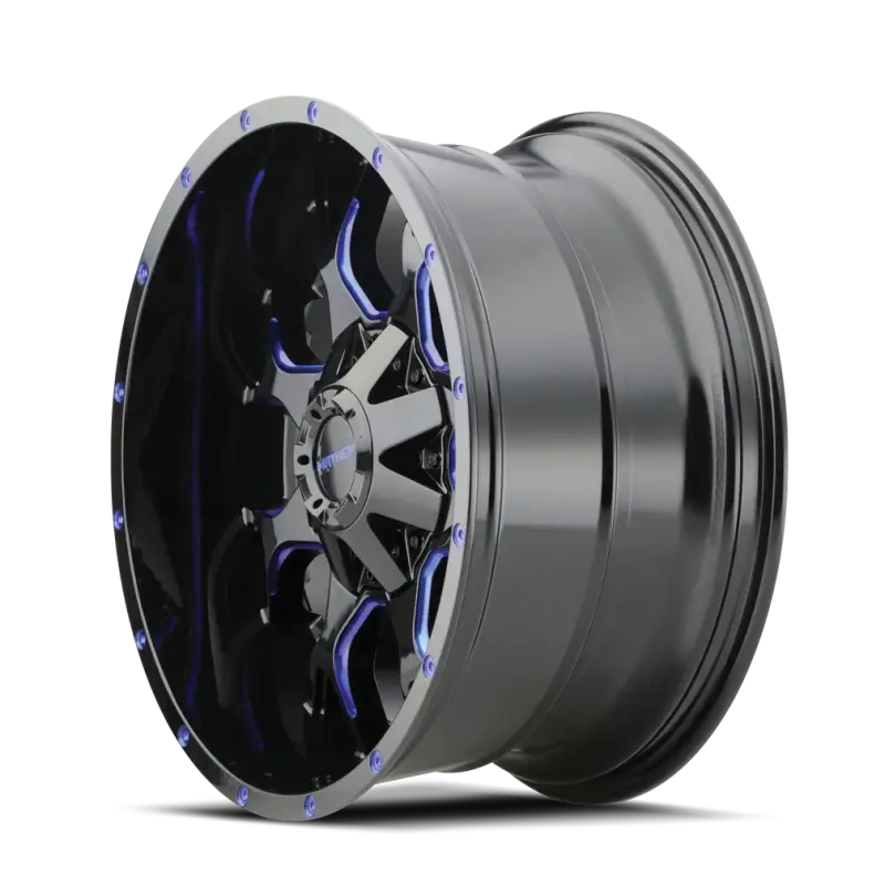 Mayhem 8015 Warrior 18x9 / 5x127 BP / 18mm Offset / 87mm Hub Black w/ Prism Blue Wheel - Truck & Automotive