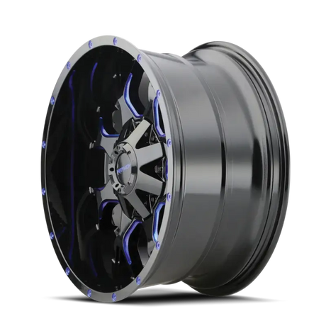 Mayhem 8015 Warrior 18x9 / 5x127 BP / 18mm Offset / 87mm Hub Black w/ Prism Blue Wheel - Truck & Automotive