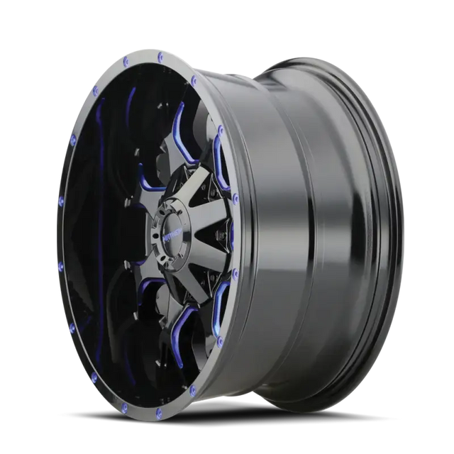 Mayhem 8015 Warrior 18x9 / 5x127 BP / 18mm Offset / 87mm Hub Black w/ Prism Blue Wheel - Truck & Automotive