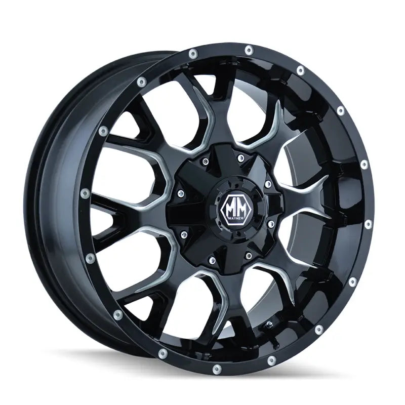 Mayhem 8015-2937M Mayhem 8015 Warrior 20x9 / 6x135 BP / 0mm Offset / 106mm Hub Black w/ Milled Spokes Wheel
