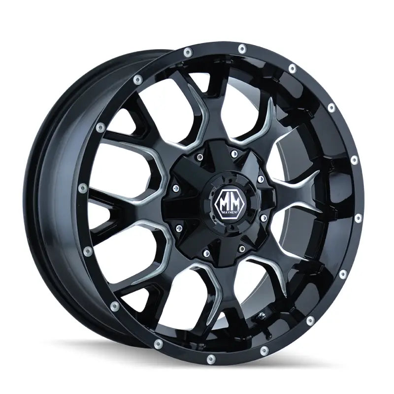 Mayhem 8015-2937M Mayhem 8015 Warrior 20x9 / 6x135 BP / 0mm Offset / 106mm Hub Black w/ Milled Spokes Wheel