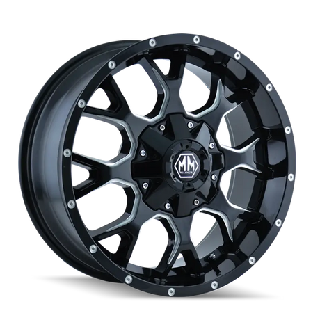 Mayhem 8015 Warrior 20x9 / 8x180 BP / 18mm Offset / 124.1mm Hub Black w/ Milled Spokes Wheel - Truck & Automotive