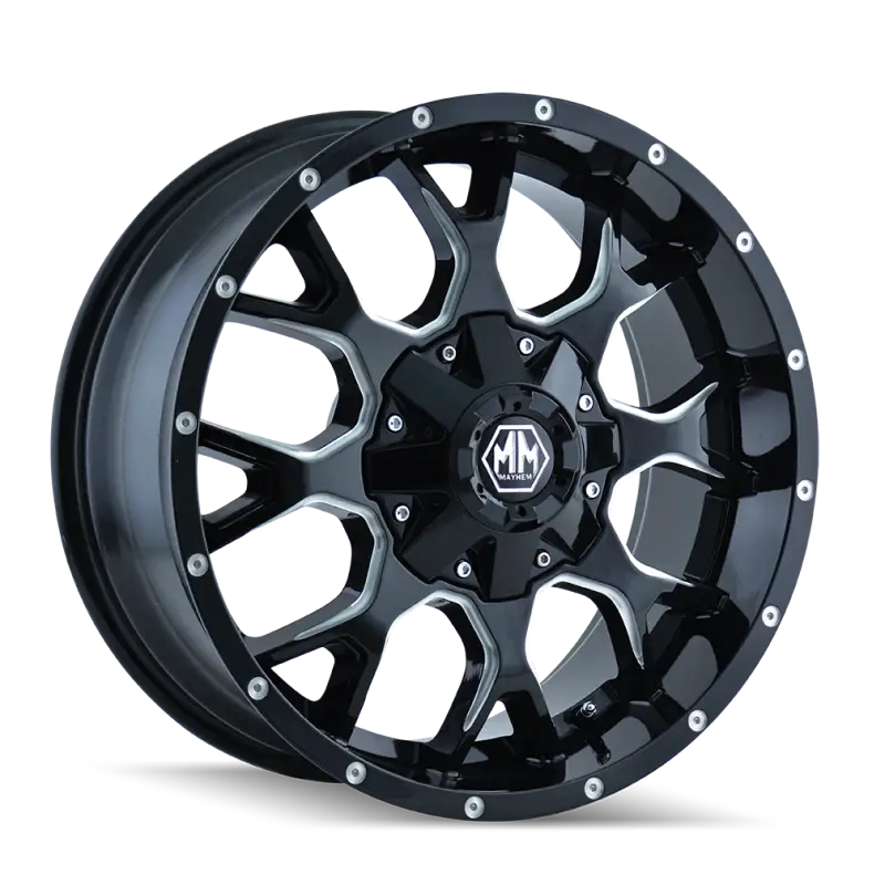 Mayhem 8015 Warrior 20x9 / 8x180 BP / 18mm Offset / 124.1mm Hub Black w/ Milled Spokes Wheel - Truck & Automotive