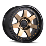Matte black and bronze tint off-road wheel with multi-spoke design and simulated beadlock ring