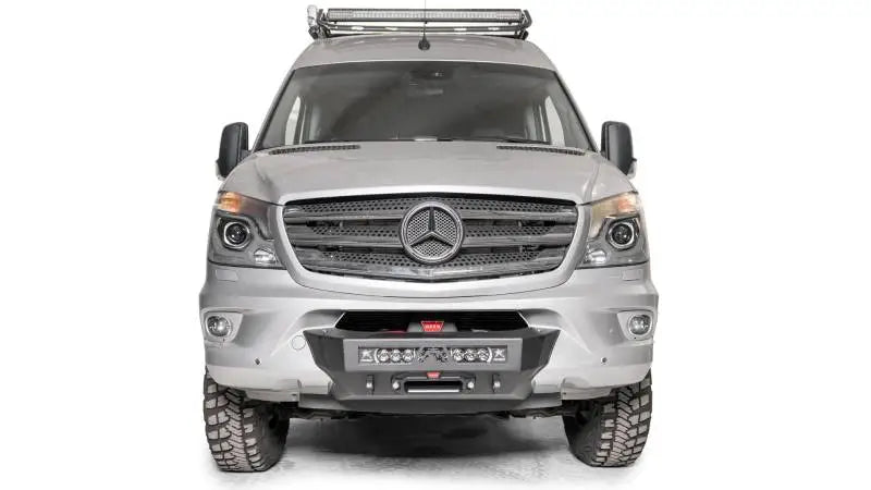 Silver Mercedes-Benz Sprinter with Fab Fours Winch Mount