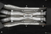 Stainless steel exhaust system for Ferrari 812SF with resonator delete and X-Pipe