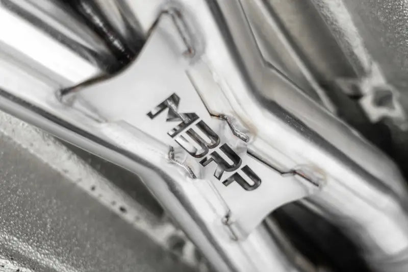 Shiny metal exhaust component for Ferrari 812SF and GTS resonator delete upgrade