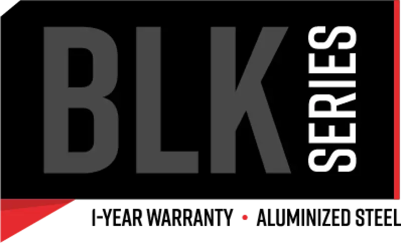 BLK SERIES text on MBRP 12 Jeep Wrangler Rubicon off-road black exhaust with single rear exit