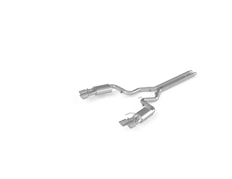 Shiny metal exhaust system for Ford Mustang with dual wall tips and 3in dual split design