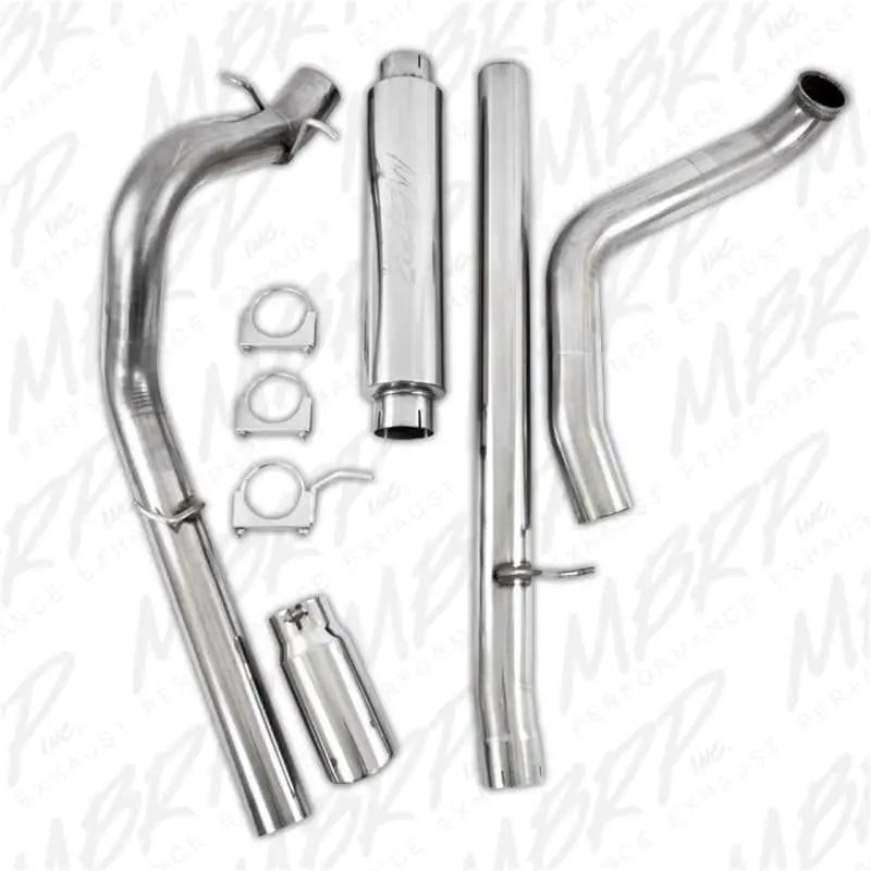 MBRP 1999-2003 Ford Excursion 7.3L Turbo Back Single Side Exhaust System components, stainless steel.