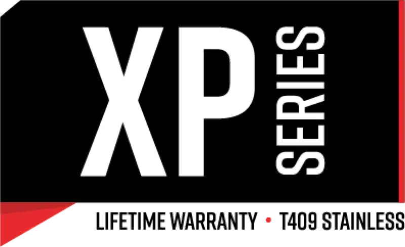 XP Series logo on MBRP exhaust for Ford F-250 7.3L improves exhaust flow and temperatures