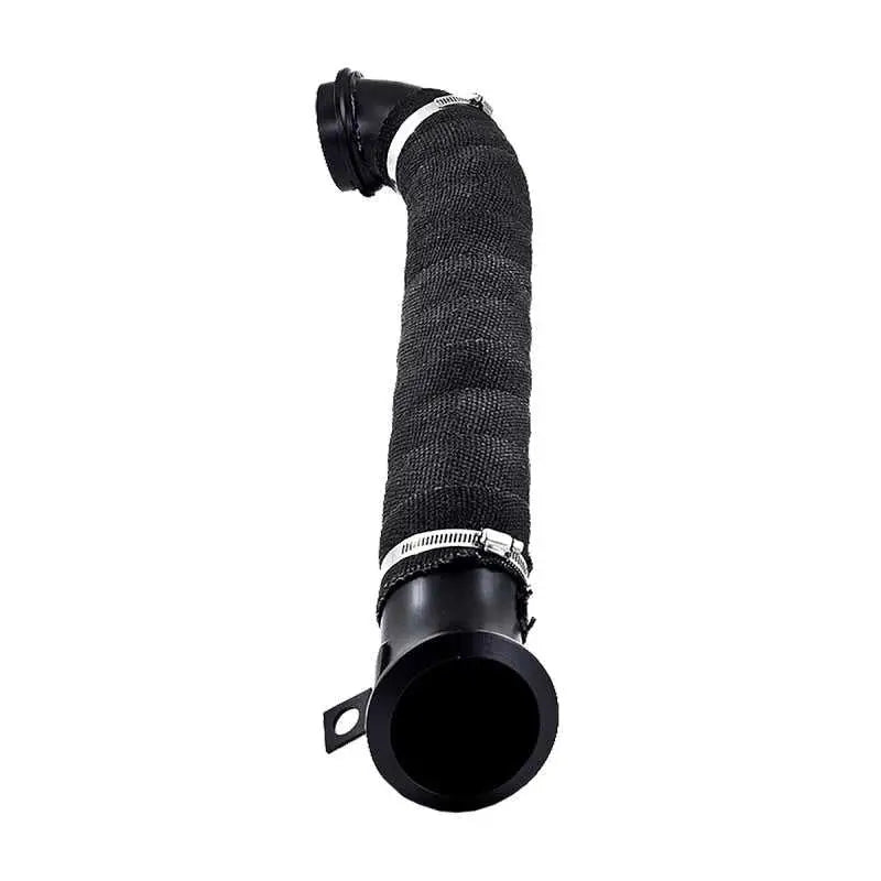 MBRP 2004.5-2010 Chev/GMC 6.6L Duramax 3in Turbo Down Pipe Black - High-flow performance downpipe with black coating for enhanced fuel economy and power, fits mid to late 2004 models.