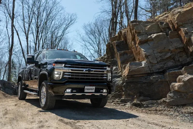 MBRP 2020 + GMC/Chevy 2500/3500 6.6L Duramax 4in Mand Bent Tubing Pro-Ser Cat Back Single Side - Blk