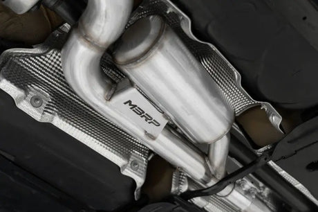 Shiny metal exhaust system for MBRP 2022 Volkswagen Golf R MK8 Cat-Back Exhaust