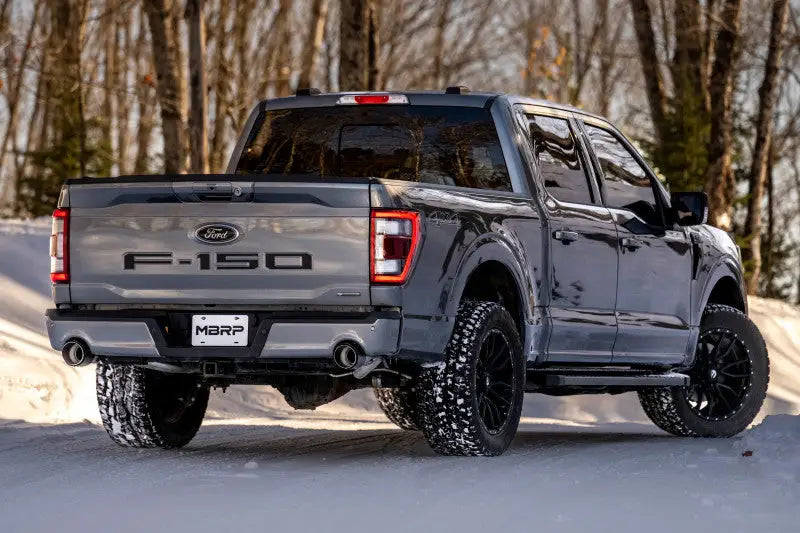 MBRP 22-23 Ford F150 T304 5in OD Black Tip Dual Rear Exit 3in Coated Cat Back Exhaust - Truck & Automotive