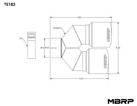 MBRP 3in ID / Dual 4in OD Out Staggered L 9.37in / R 9.87in Single Wall T304 SS Univ Exhaust Tip - Truck & Automotive