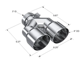 MBRP 3in ID / Dual 4in OD Out Staggered L 9.37in / R 9.87in Single Wall T304 SS Univ Exhaust Tip - Truck & Automotive