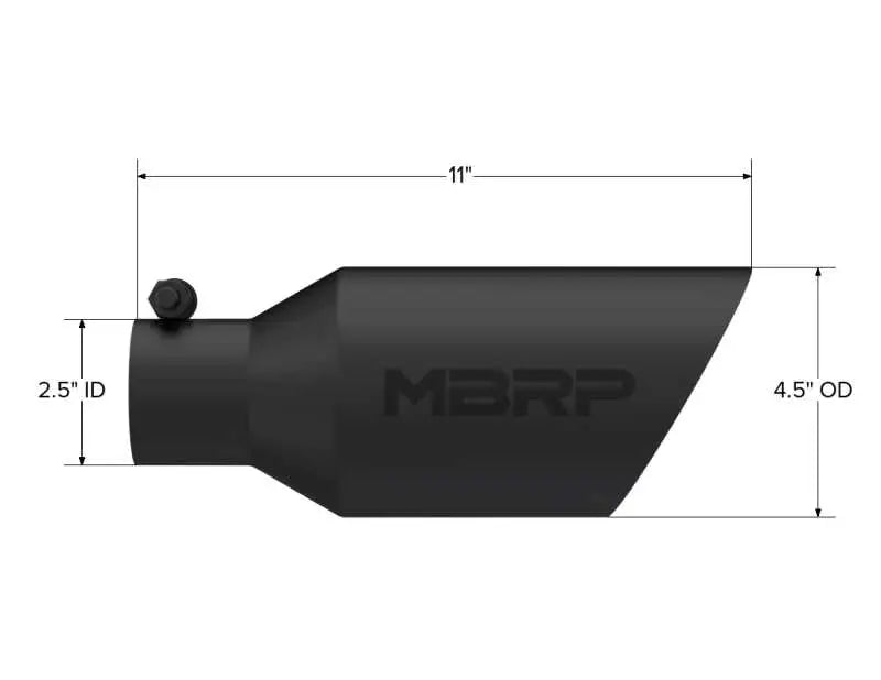 MBRP Universal Dual Wall Angle Rolled End Tip 4-1/2in OD / 2-1/2in Inlet / 11in Length - Black - RV and Auto Parts