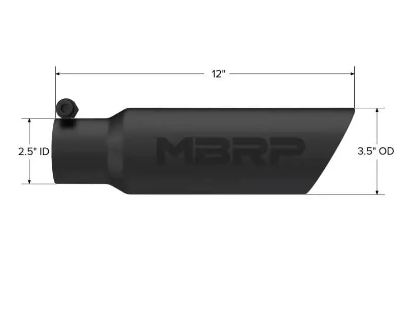 MBRP Universal Tip 3.5 O.D. Dual Wall Angled 2.5 inlet 12 length - Black Finish - RV and Auto Parts