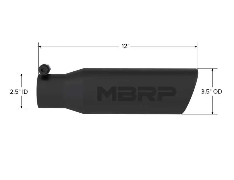 MBRP Universal Tip 3in O.D. Angled Rolled End 2 inlet 12 length - Black Finish - RV and Auto Parts