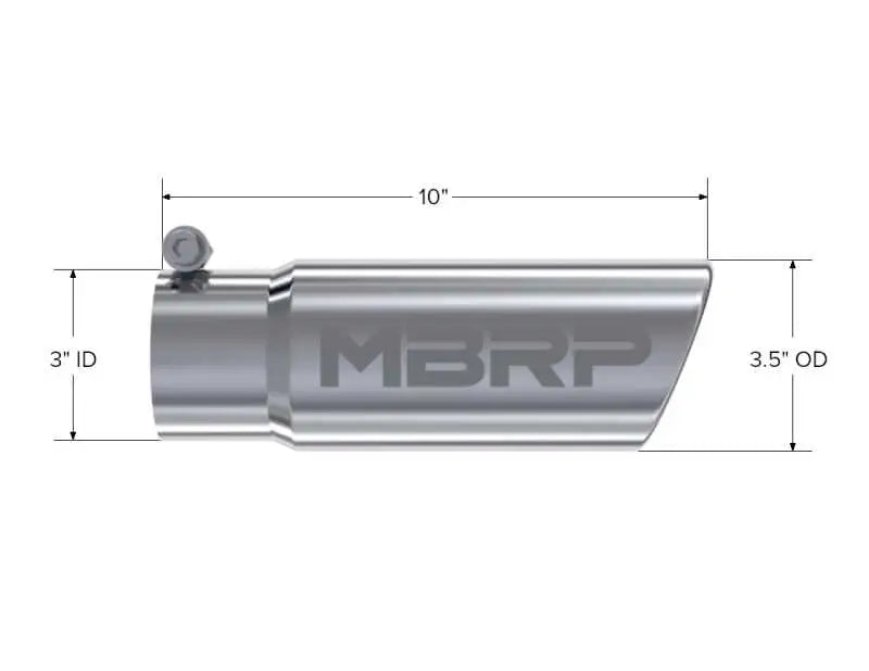 MBRP Universal Tip 3in O.D. Angled Rolled End 3 inlet 10 length - RV and Auto Parts