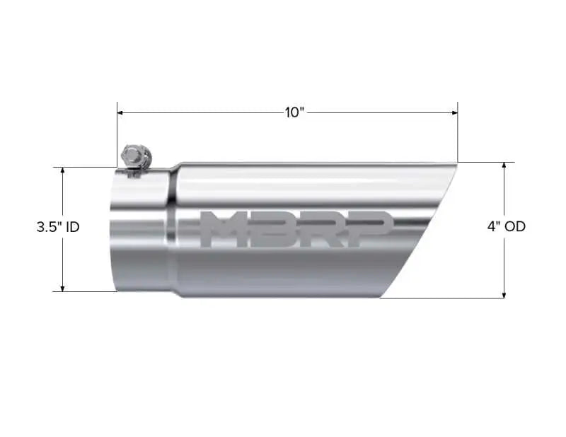 MBRP Universal Tip 3in O.D. Dual Wall Angled 4 inlet 10 length, Mirror Polished T304 Stainless Steel Exhaust Tip