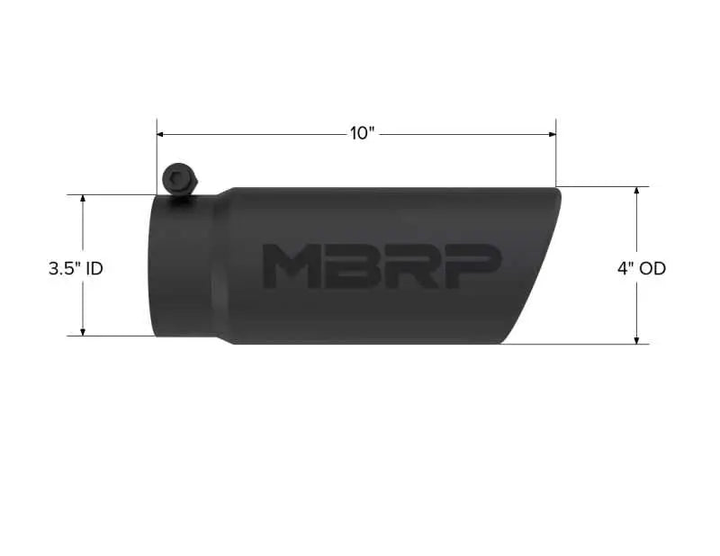 MBRP Universal Tip 4 O.D. Angled Rolled End 3.5 inlet 10 length- Black Finish - RV and Auto Parts