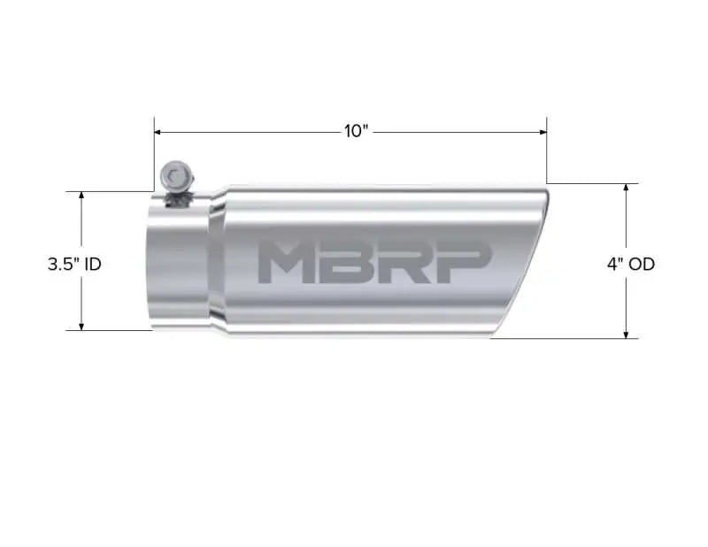 MBRP Universal Tip 4in O.D. Angled Rolled End 3 inlet 10 length - RV and Auto Parts