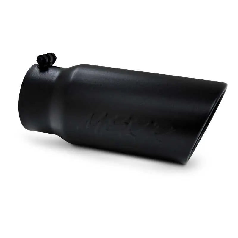 MBRP Universal Angled Rolled End Exhaust Tip, Black Finish, 5" O.D., 4" Inlet, 12" Length, T304 Stainless Steel