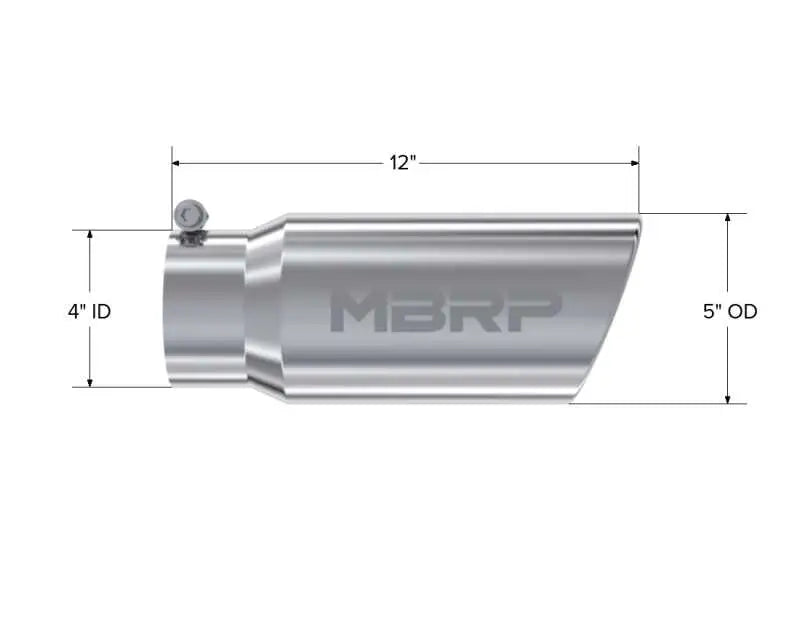 MBRP Universal Tip 5 O.D. Angled Rolled End 4 inlet 12 length - RV and Auto Parts