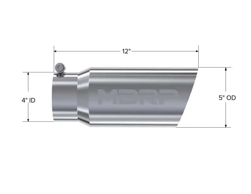 MBRP Universal Tip 5 O.D. Angled Single Walled 4 inlet 12 length - RV and Auto Parts
