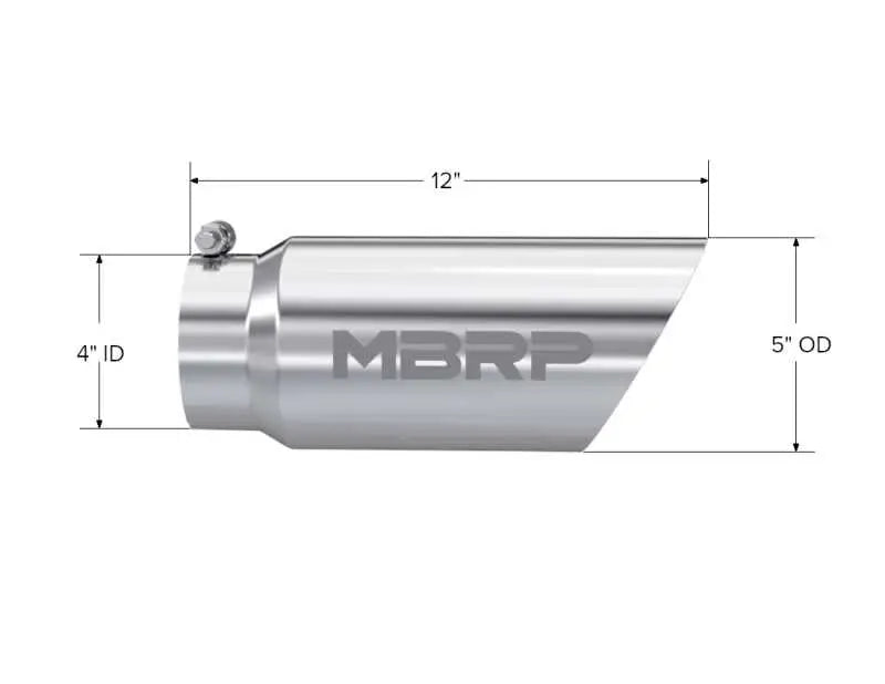MBRP Universal Tip 5 O.D. Dual Wall Angled 4 inlet 12 length, Mirror Polished T304 Stainless Steel