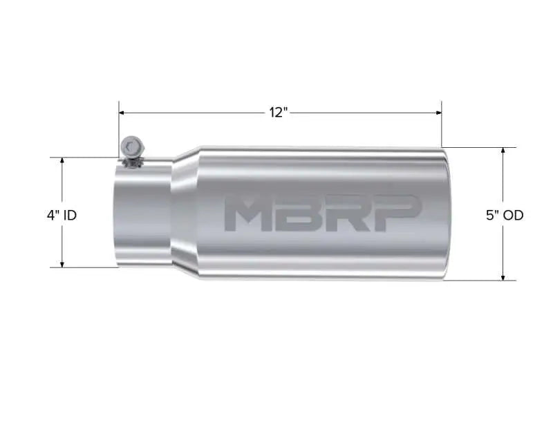 MBRP Universal Tip 5 O.D. Rolled Straight 4 inlet 12 length - RV and Auto Parts
