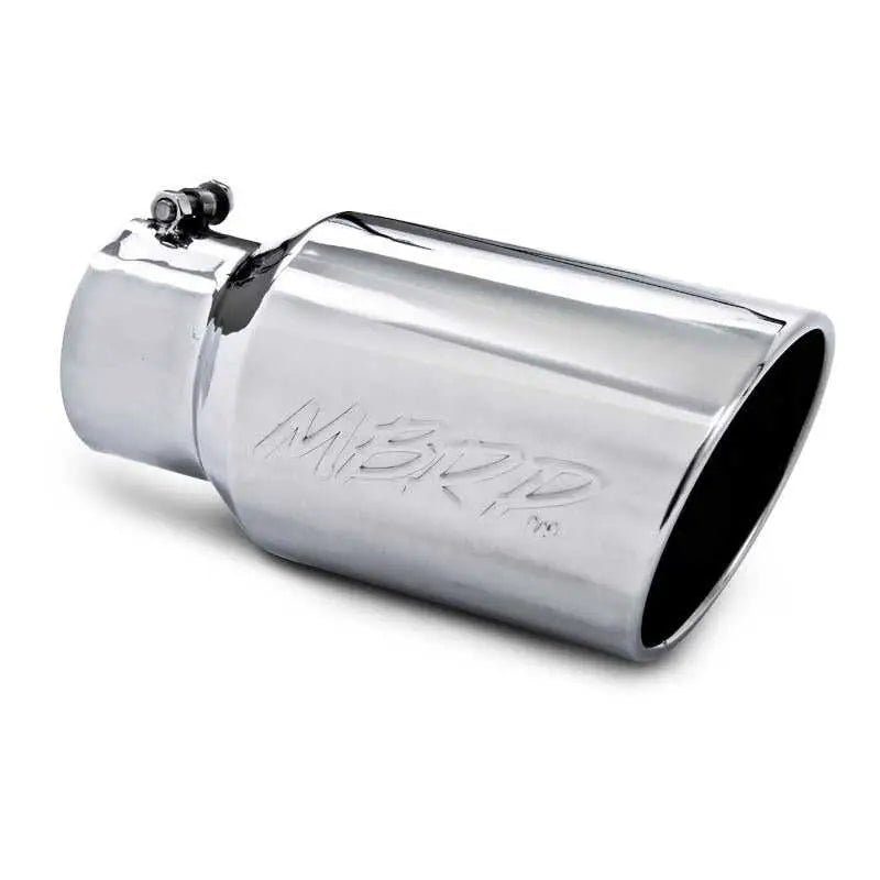 MBRP Universal Tip 6 O.D. Angled Rolled End 4 inlet 12 length, Mirror Polished T304 Stainless Steel